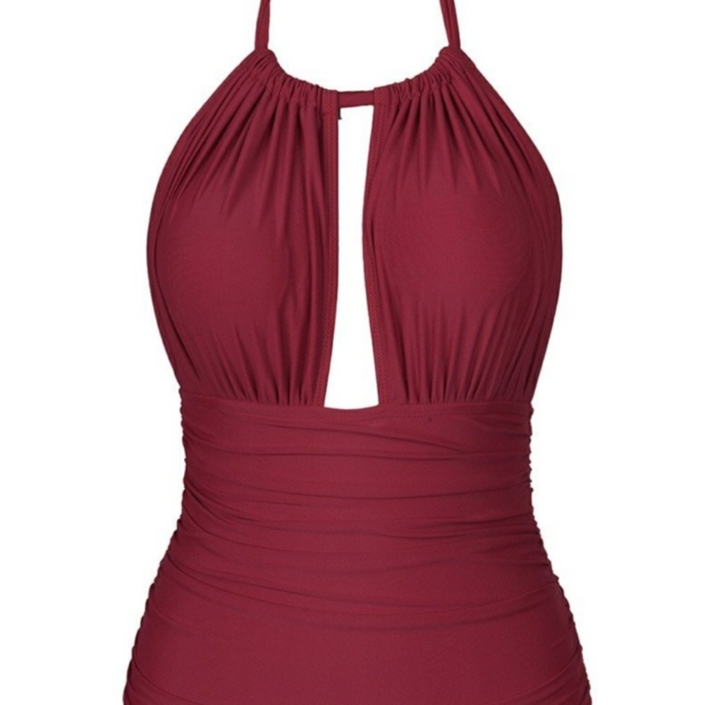 NWT Cupshe Ruched Red one Piece Bathing Suit - L